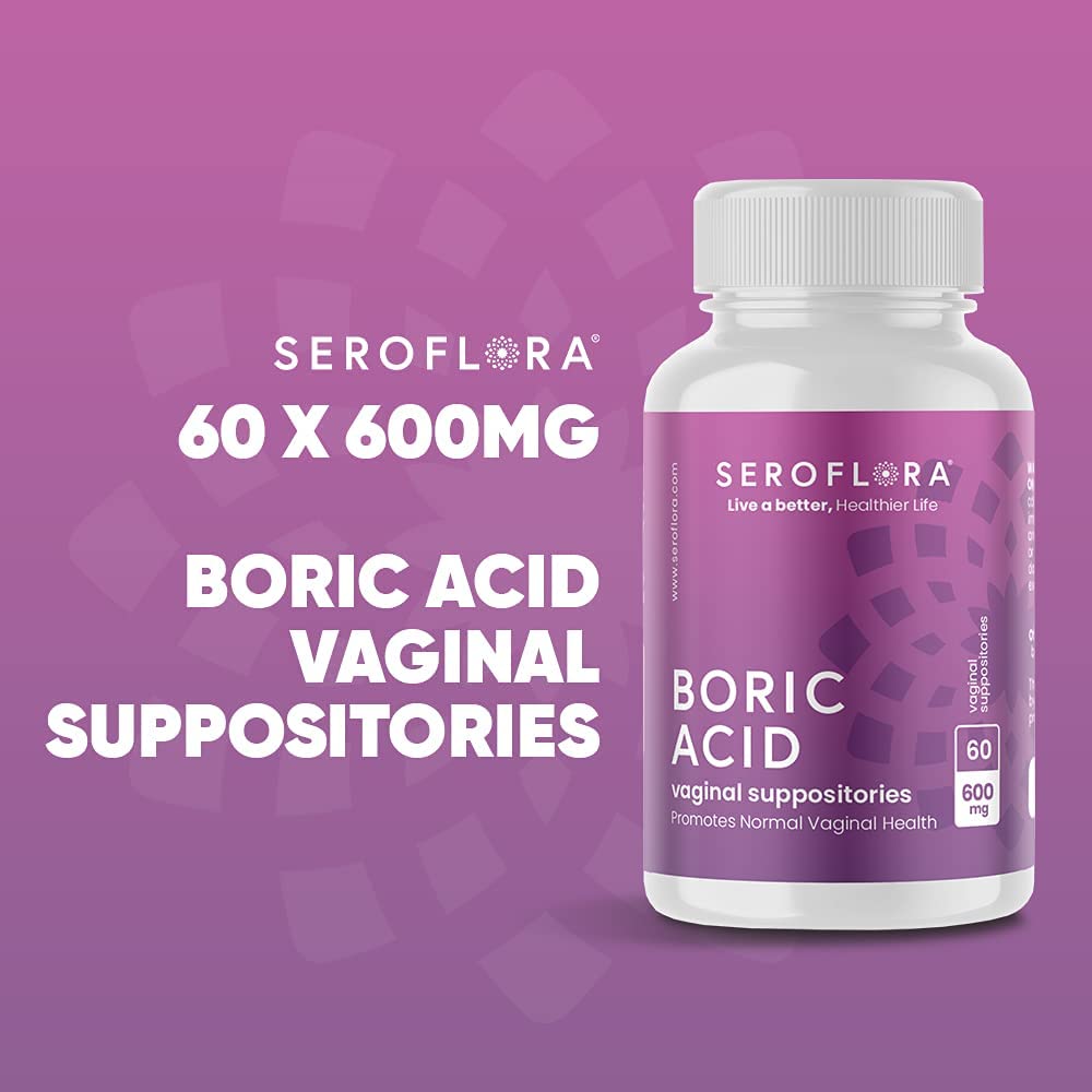 Seroflora Boric Acid 600mg Feminine Capsules, Feminine pH Support, Intimate Freshness for Women, Fast-Dissolving Capsules (60 Count) SerofloraUS supplements