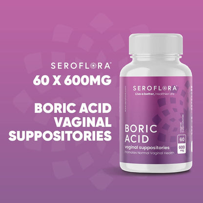 Seroflora Boric Acid 600mg Feminine Capsules, Feminine pH Support, Intimate Freshness for Women, Fast-Dissolving Capsules (60 Count) SerofloraUS supplements