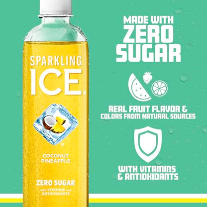 Sparkling Ice, Coconut Pineapple Sparkling Water, Zero Sugar Flavored Water, with Vitamin Sparkling ICEUS supplements