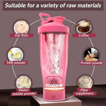 Electric Protein Shaker Bottle, 24 oz USB Rechargeable Blender Bottles, Shaker Bottles ZonGymUS supplements