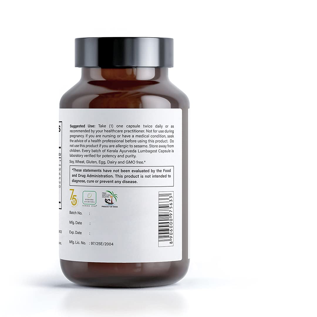 Kerala Ayurveda Back Support Herbal Capsules - Eases Occasional Discomfort of Lower Back & Supports Normal Movement of Spine, 90 Count Kerala AyurvedaAu supplements