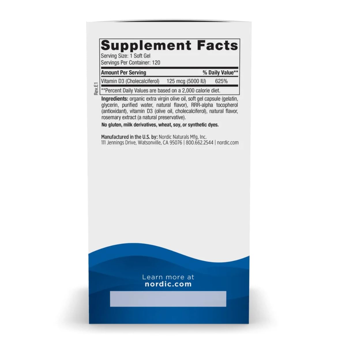 Nordic Naturals Vitamin D3 5000, Orange - 120 Mini Soft Gels - 5000 IU Vitamin D3 - Supports Healthy Bones, Mood & Immune System Function - Non-GMO - 120 Servings Nordic NaturalsAu supplements