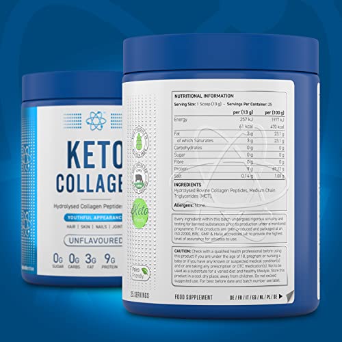 Applied Nutrition Keto Protein Powder, Hydrolysed Collagen Peptides + MCT Healthy Fats & Skin, Ketogenic & Paleo Diet Applied NutritionAu supplements