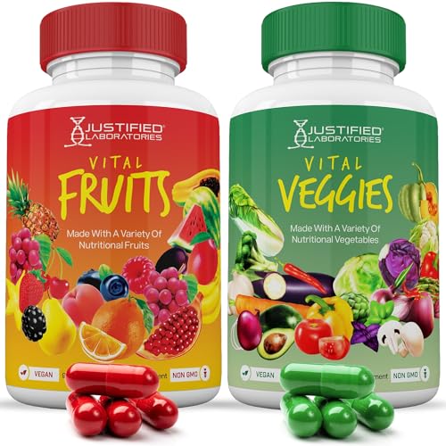 (Set of 2) Vital Fruits and Veggies Supplement Red & Green Superfoods Whole Food Justified LaboratoriesUS supplements