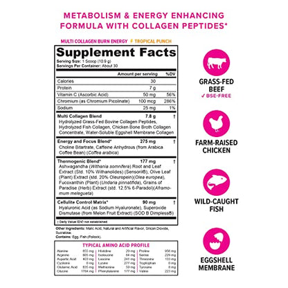 Multi Collagen Burn: Multi-Type Hydrolyzed Protein Peptides with Hyaluronic Acid, Vitamin VitauthorityUS supplements