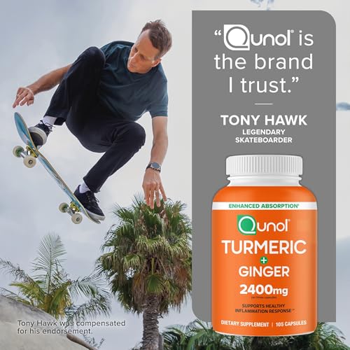 Qunol Turmeric Curcumin with Black Pepper & Ginger, 2400mg Turmeric Extract with 95% Curcuminoids, Extra Strength Supplement QunolUS supplements