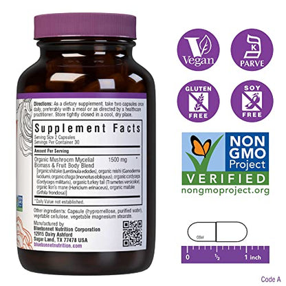 Bluebonnet Nutrition Myco-7 Mushroom Defense – 7 Organically Grown U.S. Whole BluebonnetUS supplements