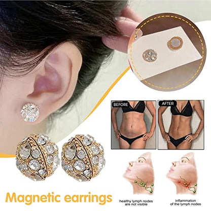 Dorina Ear Acupressure Magnetherapy Detoxi Earrings Set,Magnetic Lymphatic Cubic Zirconia AtiptuUS supplements