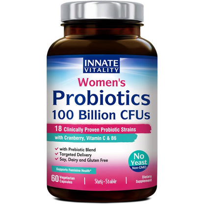 Innate Vitality Women’s Probiotics, 100 Billion CFUs 18 Strains, with Cranberry, Vitamin C Innate VitalityUS supplements
