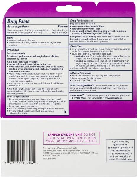 Monistat 7-Day Yeast Infection Treatment | Cream + External Itch Relief Cream | Pack of 2 MonistatAu supplements