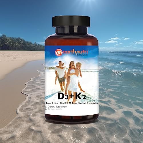 EarthNutri D3 + K2 Bone & Heart Health - 72 Trace Minerals, Vitamin D3 Vitashine, MENA EarthNutriUS supplements