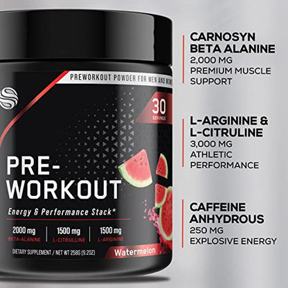 Pre-Workout Powder with Beta-Alanine & Caffeine for Energy, L-Citrulline & L-Arginine SILVERONYXUS supplements