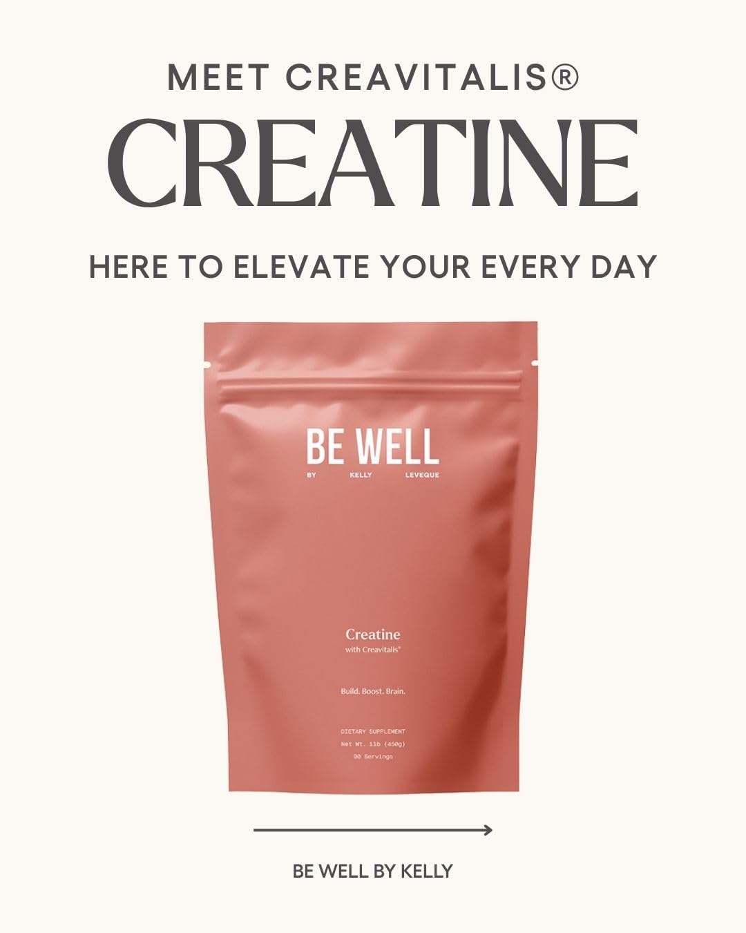 Be Well by Kelly Creatine with Creavitalis, Dietary Supplement, 1lb (450g), 90 Servings Build. Boost. Brain. Be Well by Kelly LeVequeAu supplements