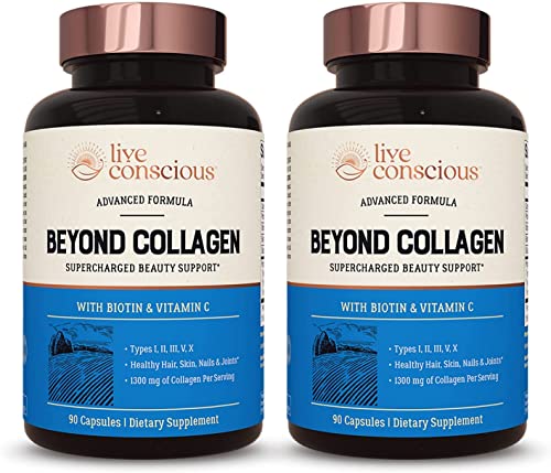 Live Conscious Beyond Collagen Multi Collagen Capsules - Types I, II, III, V & X Live ConsciousUS supplements