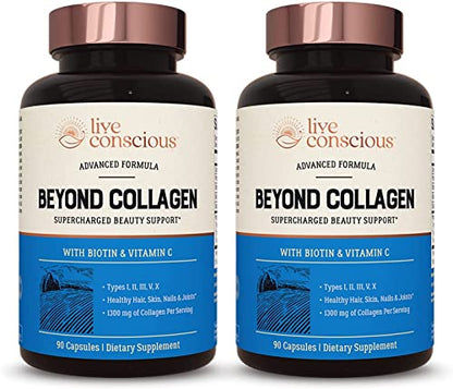 Live Conscious Beyond Collagen Multi Collagen Capsules - Types I, II, III, V & X Live ConsciousUS supplements