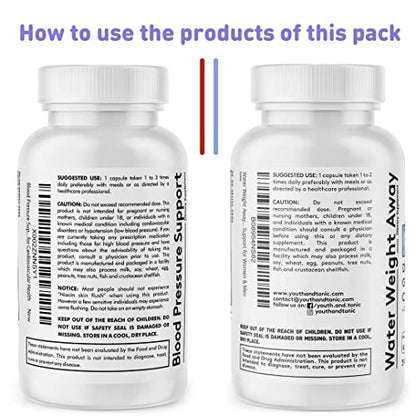 Youth & Tonic Daily Water Weight Away Pills and Blood Pressure Support Supplements/Natural Youth & TonicUS supplements