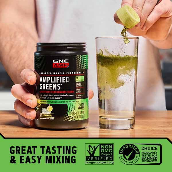 GNC AMP Amplified Greens Superfoods Performance Blend - Vegan Athlete Superfood Drink - Blueberry Pomegranate - 9.9 Oz (30 Servings) GNCAu supplements