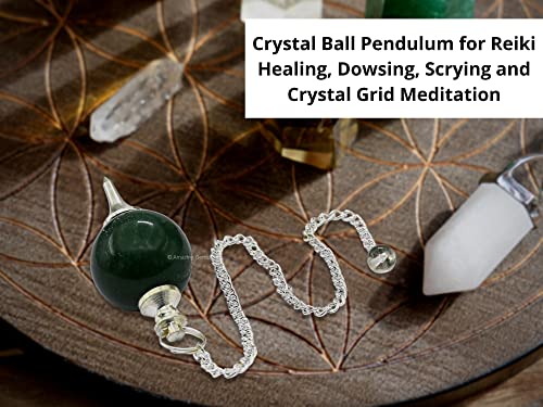 Green Aventurine Crystal Ball Pendulum for Divination - Dowsing Pendulum Necklace with Chain Amazing GemstoneAu supplements