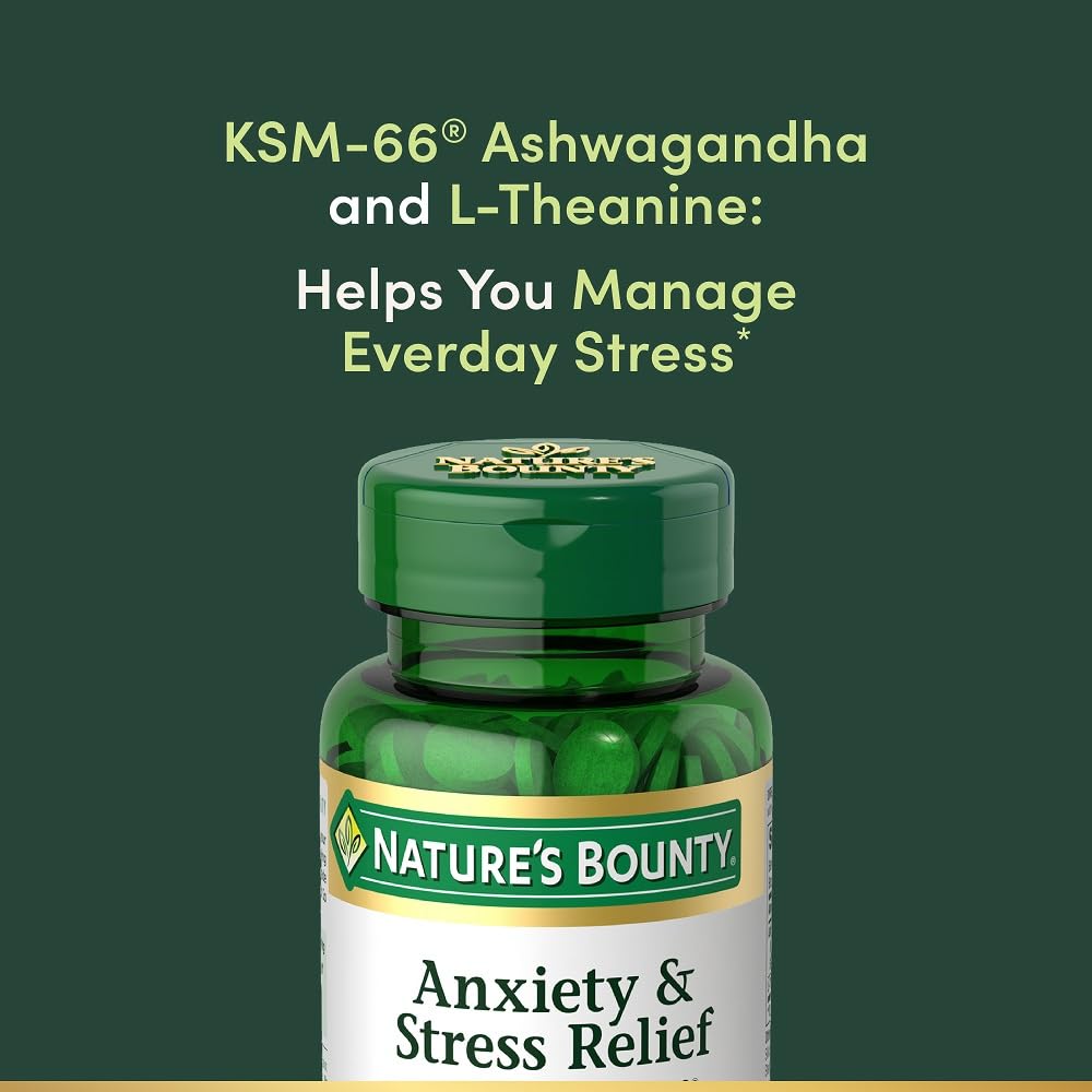 Nature's Bounty Stress Relief Ashwagandha KSM 66 Tablets, Mood Support, 50 Count Nature's BountyAu supplements