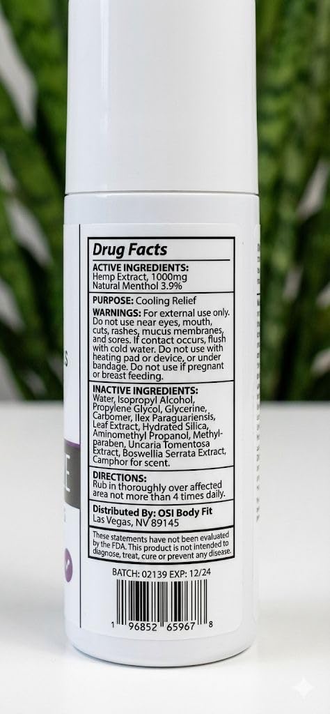 OBF Botanicals Hemp Roll On 3 Oz Instant Effect Topical Pain Relief Hemp Extract and Menthol Concentrated Roll On for Aching Muscles, Joint Relief, Ligaments - 1000mg OBF BotanicalsAu supplements