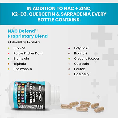 NAC Supplement N-Acetyl Cysteine 1000mg Vitamin D3 K2 Zinc Quercetin Clean NutraceuticalsAu supplements