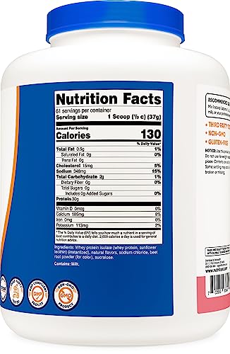 Nutricost Whey Protein Isolate (Strawberry Milkshake) 5LBS NutricostUS supplements