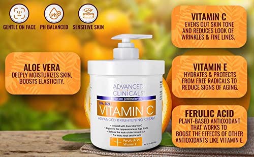 Advanced Clinicals Vitamin C Face & Body Cream Moisturizing Skin Care Lotion, Anti Advanced ClinicalsUS supplements
