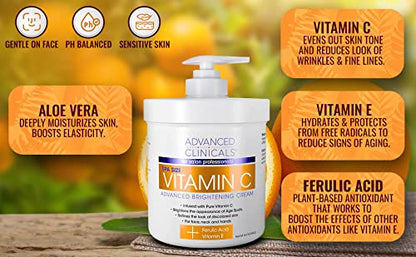 Advanced Clinicals Vitamin C Face & Body Cream Moisturizing Skin Care Lotion, Anti Advanced ClinicalsUS supplements