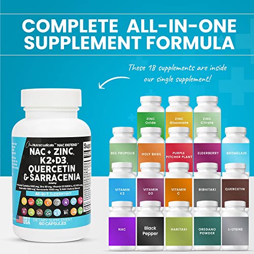 NAC Supplement N-Acetyl Cysteine 1000mg Vitamin D3 K2 Zinc Quercetin Clean NutraceuticalsAu supplements