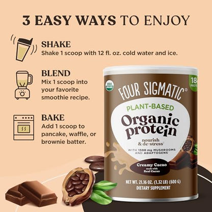 Four Sigmatic Organic Plant-Based Protein Powder Creamy Cacao Protein with Lion’s Mane Four SigmaticUS supplements