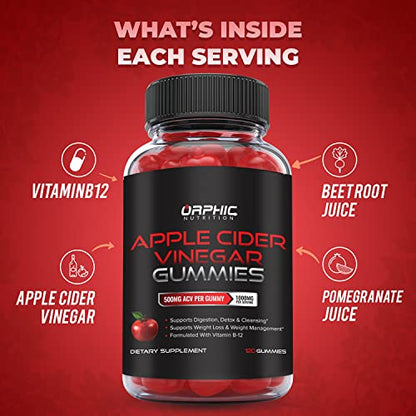 Apple Cider Vinegar Gummies with Mother- 1000mg - Supplement Formulated to Support ORPHIC NUTRITIONUS supplements
