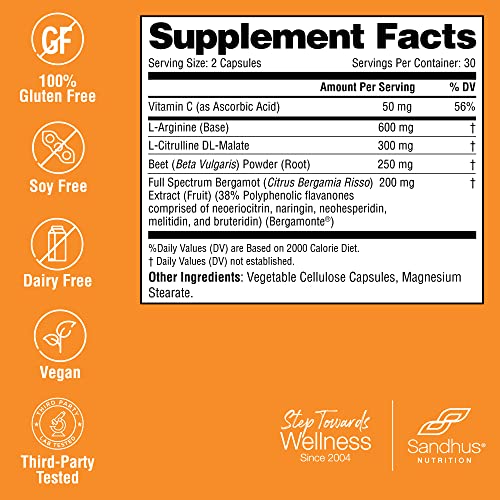 Sandhu's L-Arginine with Nitric Oxide Precursor | Made in The USA| 30 Days Supply Sandhu'sUS supplements