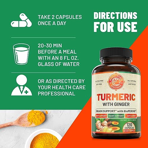 Organic Turmeric Curcumin with Ginger and Black Pepper for Max Absorption WHOLE WORLD WELLNESSAu supplements