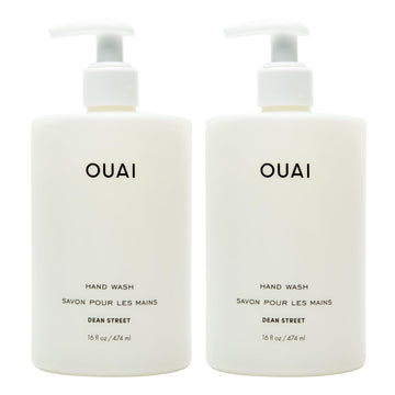 OUAI Hand Wash Full Size, Dean Street - Liquid Hand Soap with Jojoba, Avocado, & Rose Hip Oil for Replenished Skin - Gentle Exfoliating Kitchen & Bathroom Soap - (2 Pack, 16 Fl Oz Each) OUAIAu supplements