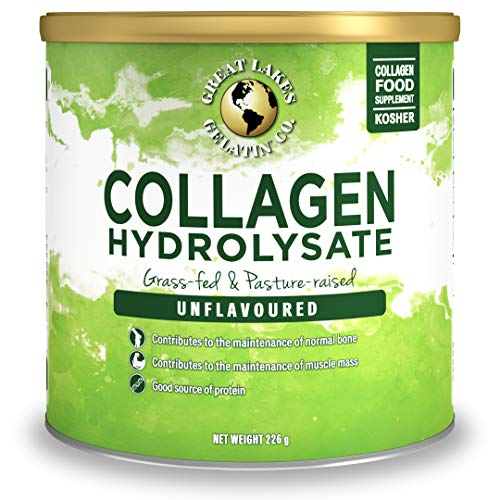 Great Lakes Gelatin Collagen Hydrolysate, Grass-Fed Bovine Hydrolysed Collagen Peptides Protein Powder Supplement, Unflavoured, 226g, Can Great Lakes GelatinUS supplements