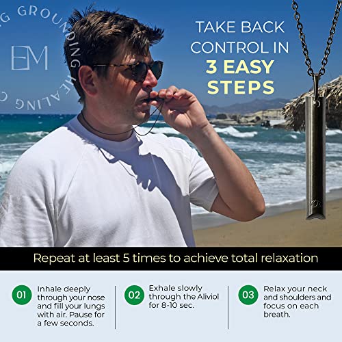 Mindful Breathing Necklace for Anxiety Stress Relief - Earth and Moon Stainless Steel Anxiety EARTH AND MOONAu supplements
