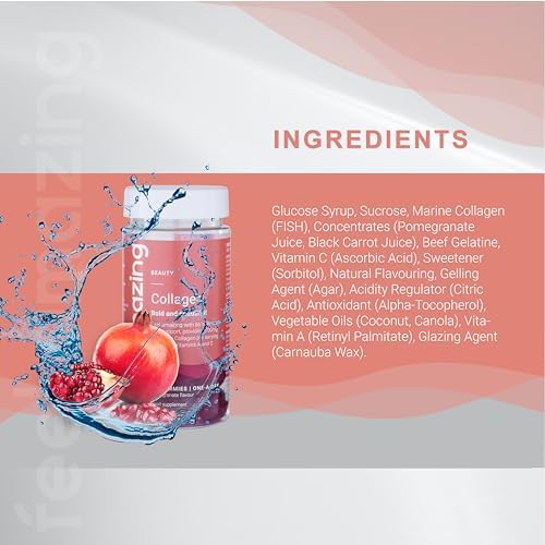 Collagen Gummies with Vitamins A and C, 500mg of Marine Collagen Per Serving, Advanced Skin Support, Feel AmazingAu supplements