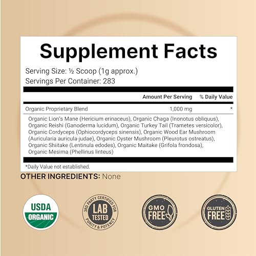 NatureBell Organic Myco Guardians 10 in 1 Mushroom Powder, 10oz | Fresh Superfood NatureBellUS supplements