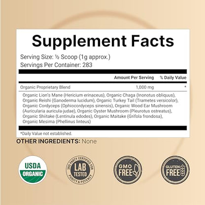 NatureBell Organic Myco Guardians 10 in 1 Mushroom Powder, 10oz | Fresh Superfood NatureBellUS supplements