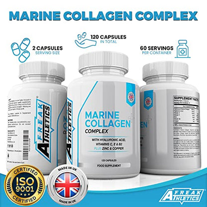 Marine Collagen 1000mg - Type 1 Hydrolysed Collagen - Enhanced with Hyaluronic Acid, Vitamin C Freak AthleticsUS supplements