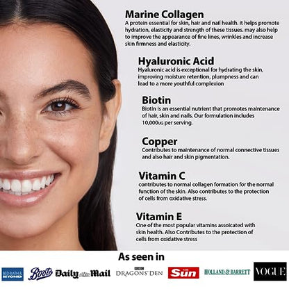 Hydrolysed Marine Collagen 700mg with Hyaluronic Acid, Vitamin C, Vitamin E, Copper & Biotin G R O U N D E D COFFEE SCRUBUS supplements