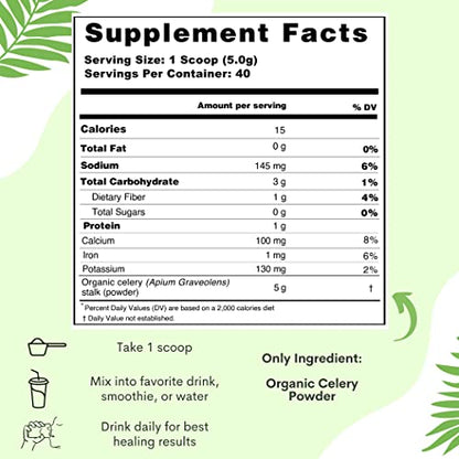 Organic Celery Juice Powder (40 Servings) Supports Gut Health, Detox Juice Cleanse Paradise Naturals, Purest Ingredients from the SourceUS supplements