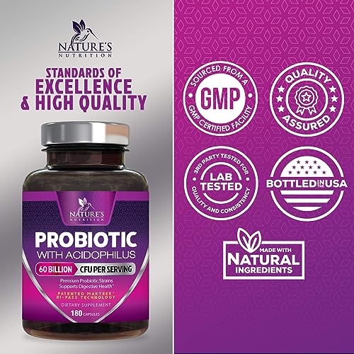 Probiotics, 60 Billion CFU per Serving, Probiotic with Prebiotics for Digestive & Immune Health Nature's NutritionAu supplements