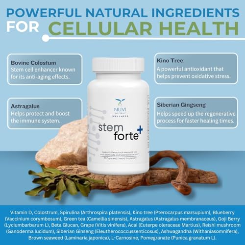 NuVi Global Stemforte Plus Stem Cell and Telomere Supplements – Cell Regeneration, Cell Growth & Telomere Support for Healthy Aging & Cellular Health – 90 Capsules for Men & Women NuVi GlobalAu supplements
