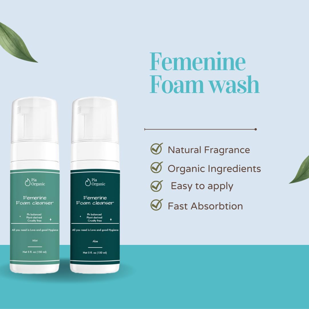 Pia Organic Mint Feminine Foam Cleanser Organic wormwood/olive leaf, Foaming PH Balance Feminine Wash Pia OrganicAu supplements