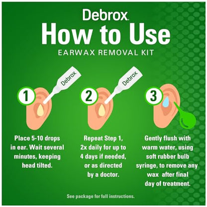 Debrox Ear Wax Removal Kit, Ear Cleaning Kit Includes Rubber Bulb Syringe DebroxUS supplements