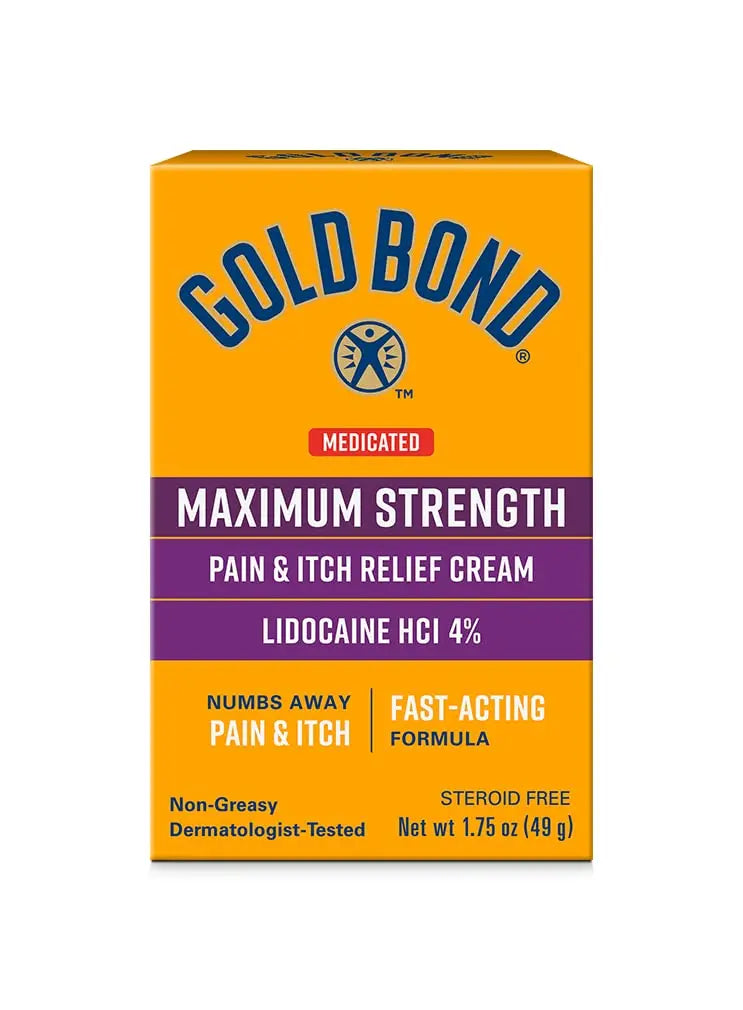 Gold Bond Medicated Maximum Strength Pain & Itch Relief Cream, Intense Itch Relief, 1.75 oz., with Lidocaine Gold BondAu supplements
