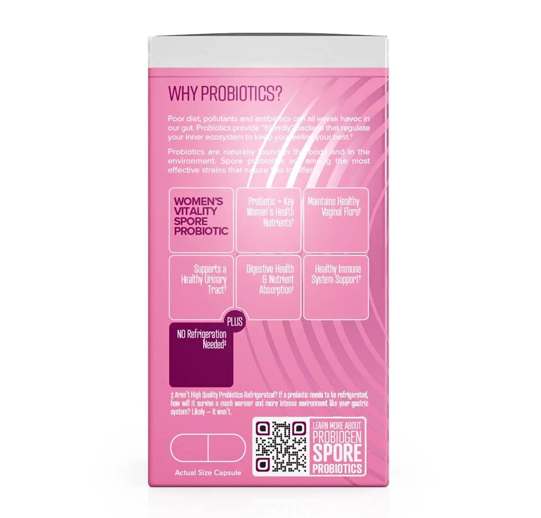 Women’s Daily Probiotic Supplement – Vitality Probiotic with Smart Spore Technology, Lactobacillus Cultures, Gut & Vaginal Health Support, Gluten-Free, Non-GMO - 60 Capsules ProbiogenAu supplements