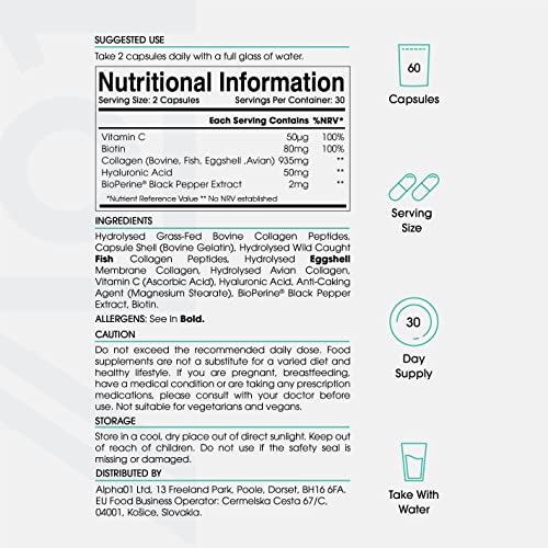 Multi Collagen Protein - Types I, II, III, V & X - Wild Caught Marine, Grass Fed Bovine, Eggshell Revive NaturalsUS supplements