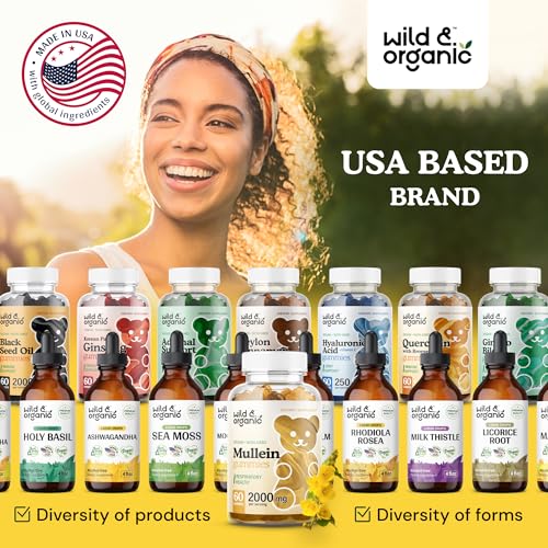 Wild & Organic Mullein Gummies - Daily Dietary Supplement for Respiratory, Digestive Wild & OrganicUS supplements